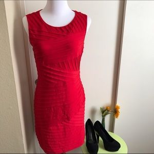 Calvin Klein Red Ribbed Bodycon Dress- 18W